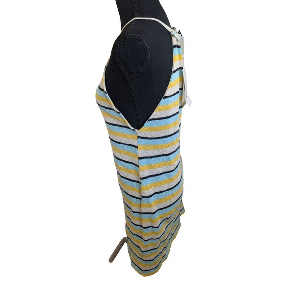 Zara Rustic Halter Neck Mini Dress Blue Yellow Striped Knit Beach Medium - Picture 3 of 9
